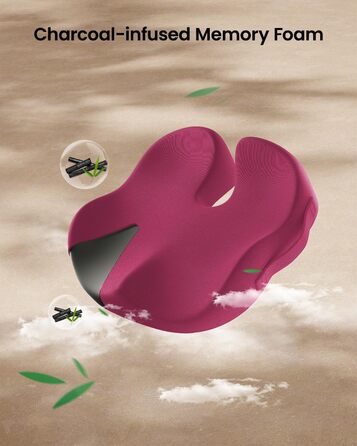 Ортопедична подушка для сидіння ProtoArc для офісного крісла: ергономічна, з піною Memory Foam, для рівномірного розподілу тиску, для комфорту протягом дня (Рожева, велика)