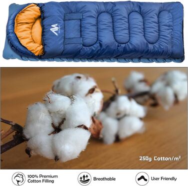 Спальний мішок Outdoor Deckenschlafsack Koppelbar, 5-15°C, 220x80 см, для дорослих, для кемпінгу, трекінгу, риболовлі та подорожей, водонепроникний, ліва блискавка