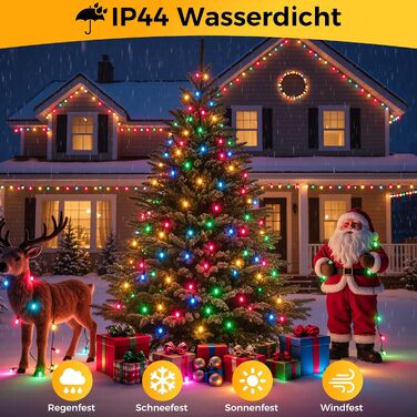 LED гірлянда для прикраси ялинки та декору на балкон/сад: 5м, 150 LED, тепле біле світло, 8 режимів, таймер, пульт, для внутрішнього та зовнішнього використання