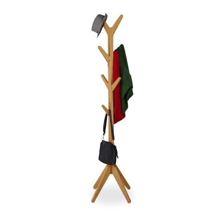 Relaxdays Bamboo Clothes Rack, Tree Shape