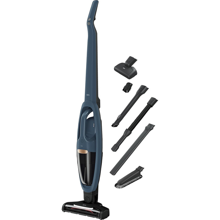 AEG QX7-1-I360 Cordless Vacuum Cleaner / Bagless Vacuum Cleaner / Quiet / Cordless Handheld Vacuum / 50 min Run Time / Lightweight / Hard Floors / 2in1 / Pet Hair / Dog / Cat / Carpet / Car / Blue