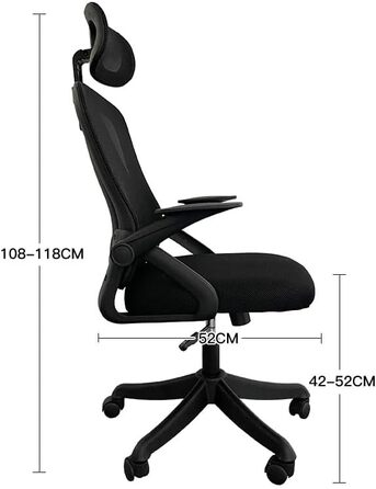 Ергономічне крісло для офісу: регульовані підлокітники, 3D-підголовник та поперекова підтримка, функція гойдання та нахилу (білий та чорний)