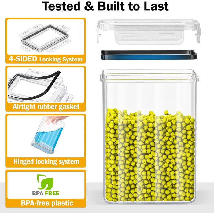 24 герметичні контейнери для зберігання продуктів з кришкою, BPA-free, об'єм 33.6L