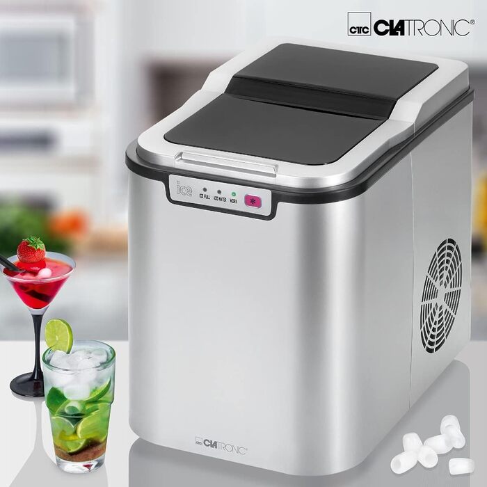 Машина для приготування льоду Clatronic EWB 3785 Inox | Швидке приготування льоду за 10 хвилин | Самоочищення | 12 кг/24 години | 1,5 л резервуар для води