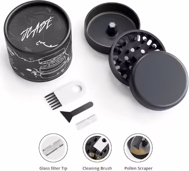 Ceramic Grinder Crusher Non-Stick | 3-piece | Nano ceramic coated herb grinder with razor-sharp grinding mechanism | Ø 62 mm | includes pollen scraper, brush, and mouthpiece (Anthracite)