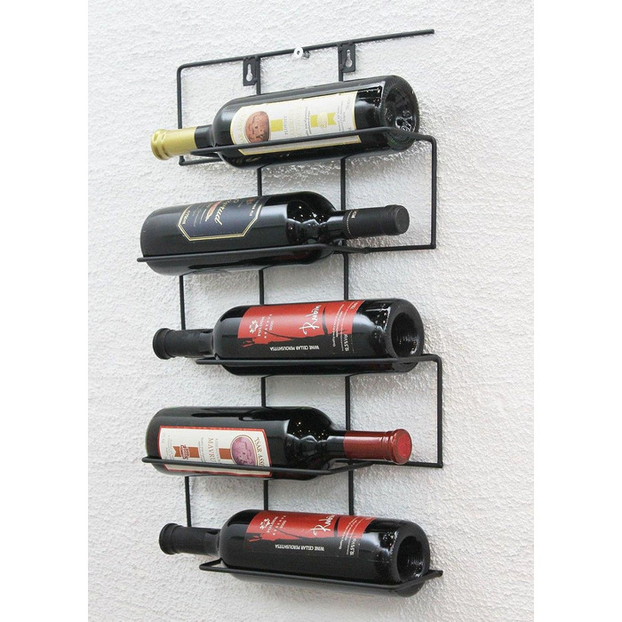 DanDiBo Wine Rack Wall-Mounted Metal Bottle Holder Bottle Stand Wall Shelf Cinco 53 cm HX13615