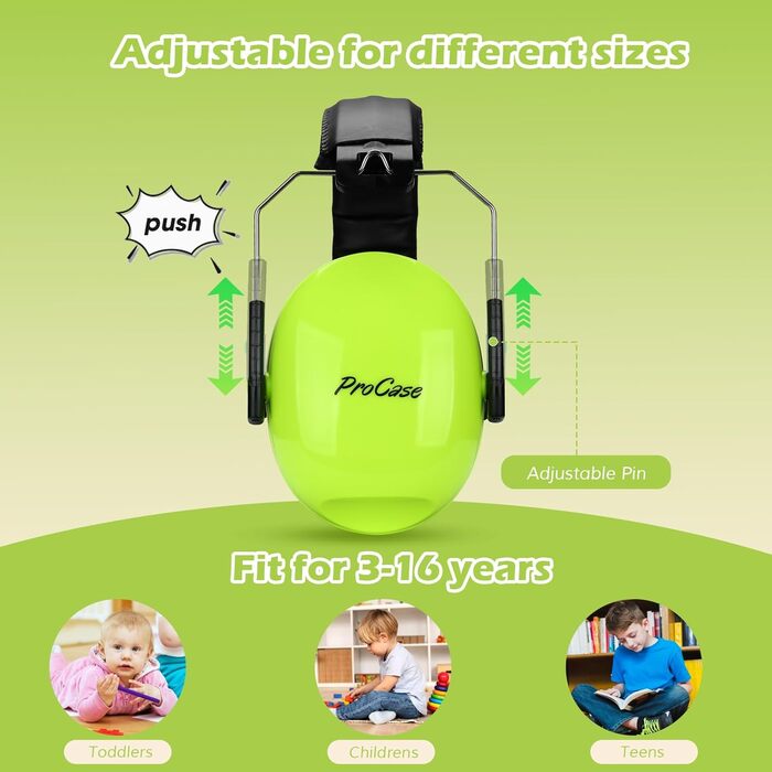 Навушники для дітей ProCase, захист від шуму NRR 2dB, для сну, подорожей, карнавалів, аутизму (блакитно-зелені, 2 шт.)