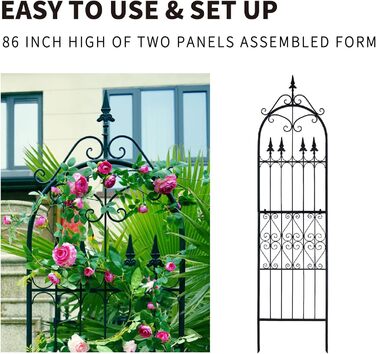 Садова решітка SCENDOR GARDEN 220x55 см із металу для витких рослин, опора для клематисів, троянд, ліан, для вуличного використання