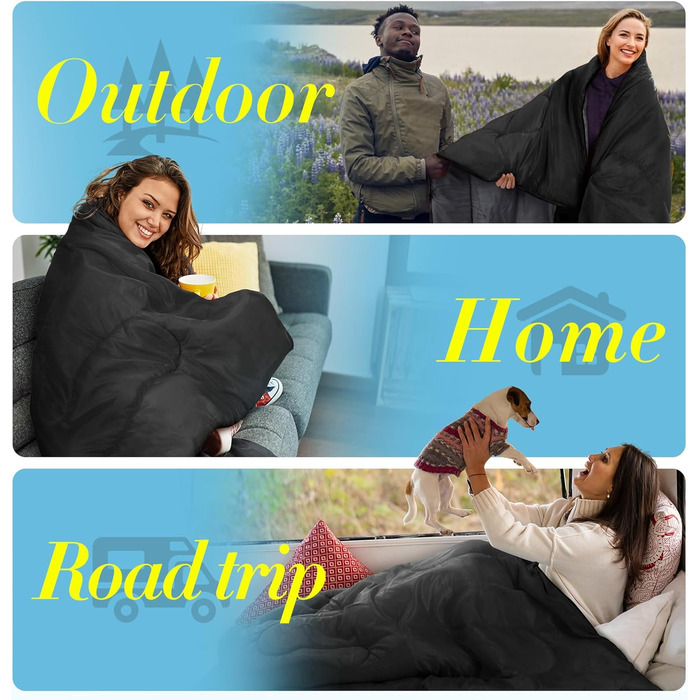 Спальний мішок для дорослих | 3 сезони | Ультралегкий 1400г | Водостійкий, компактний | Мумієподібний для кемпінгу, походів, відпочинку на природі. Чорний