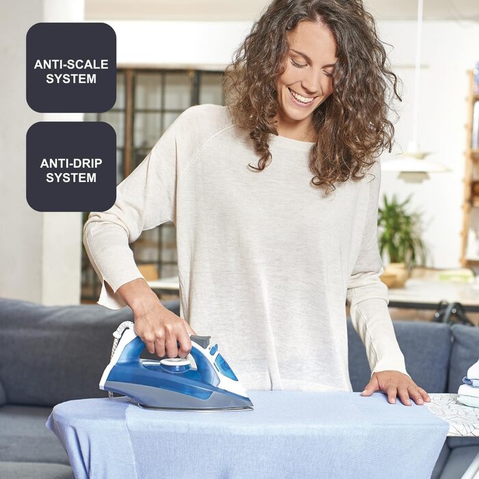 Праска з парою Black+Decker Blau BXIR2200E, 2200 Вт, пластик, 370 мл, 120 г/хв