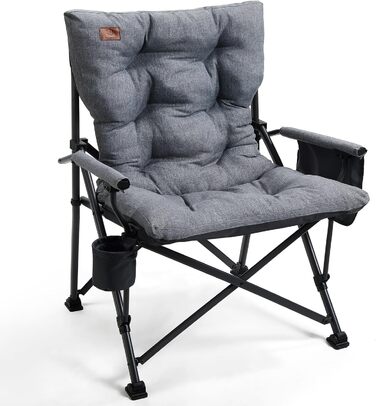 Складний туристичний стілець EVER ADVANCED 230 кг, XL, з кишенею та тримачем для напоїв. Для кемпінгу, відпочинку на природі, балкону, саду та риболовлі.