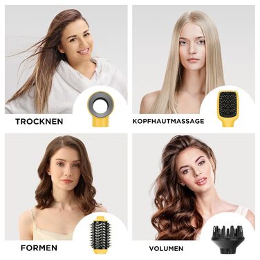 Набір для укладки волосся PARWIN PRO BEAUTY 5 в 1: фен-щітка з іонізацією, 1100 Вт, 5 насадок для сушіння, випрямлення, об'єму та укладки