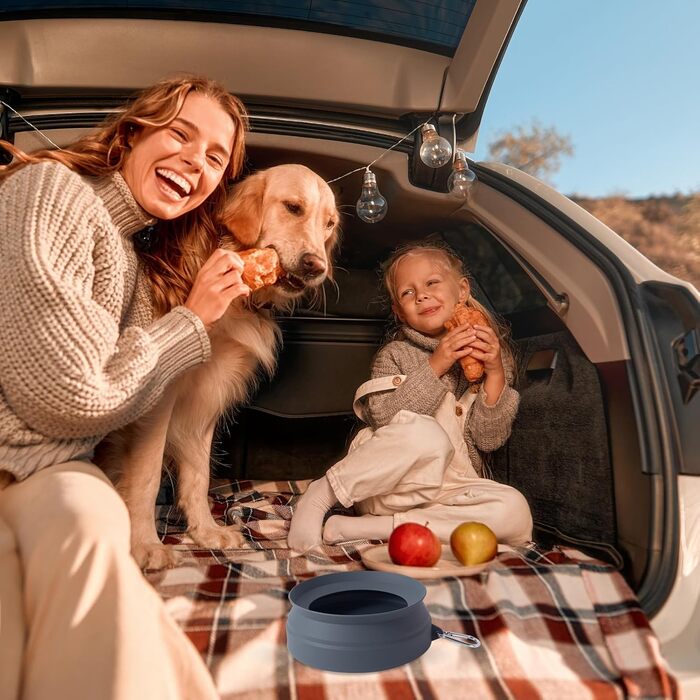 Складаний годівниця для собак SLSON, витокозахисний, портативний, для подорожей на авто, персиково-рожевий (холодний темно-сірий)
