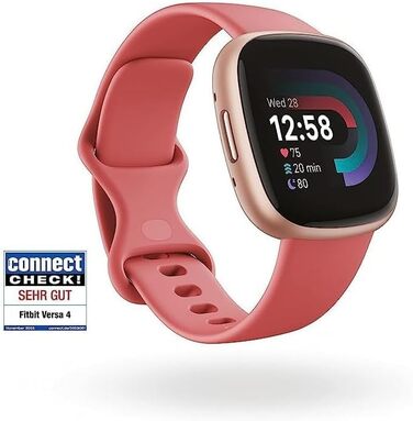 Смарт-годинник Fitbit Versa 4 – фітнес-трекер з GPS, телефоном, 6 днів роботи батареї, 40+ режимів тренувань, сумісний з Android/iOS, Sandrosa/Aluminium (Кораловий рожевий)