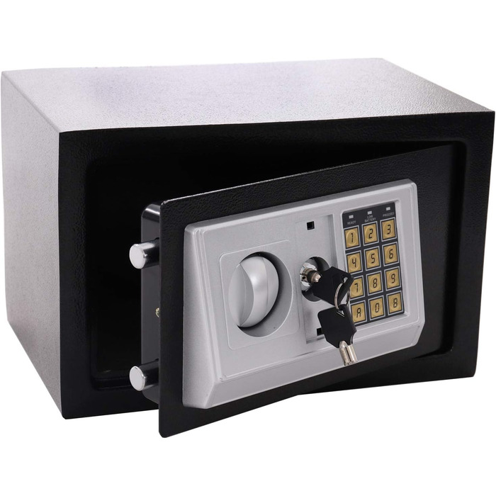 Сейф Panorama24 з електронним кодовим замком, 31x20x20 см, LED-дисплей, сталеві болти, чорний, з 4 батареями, меблевий/стінний сейф, домашній