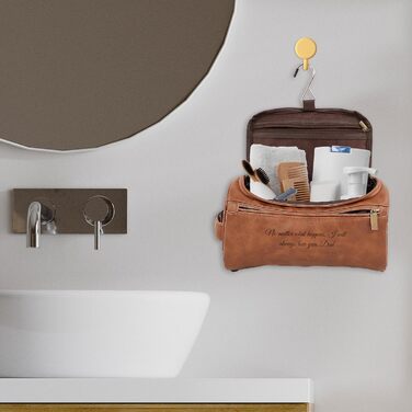 Чоловіча дорожня косметичка Easycosy з лазерним гравіюванням, з підвіскою, з шкіри. Ідеальний подарунок для чоловіків, тата, дідуся, колеги. Стильна та практична культюрна сумка 2в1.