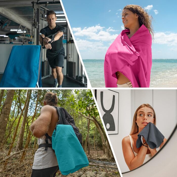 Набір з 3-х рушників Zenacross з мікрофібри з сумкою для перенесення - Швидковисихаючі та універсальні рушники для фітнесу - Розміри: XS, S, M - Petrolgrün Petrolgrün (Чорний, L - 160 x 80 см)