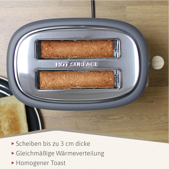 Тостер Briebe Nordic Set з водоваркою 1.7л, 2 відділення, 6 режимів підсмажування, сірий, BPA-free