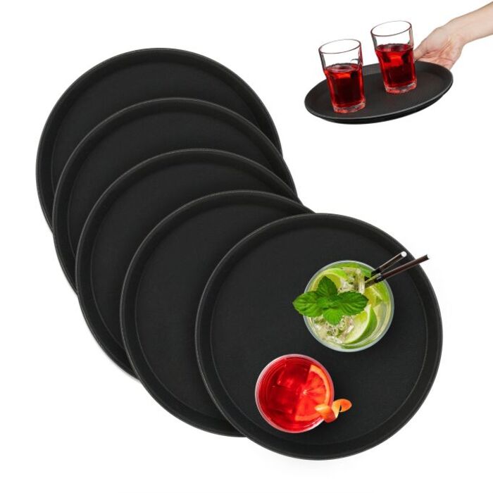 Relaxdays Round Serving Tray, 5-Piece Set, 28 cm