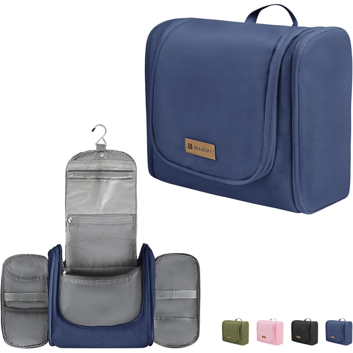 Чоловіча та жіноча косметичка для подорожей, водонепроникна, з гачком для підвішування, компактна, органайзер для косметики (Блакитна)