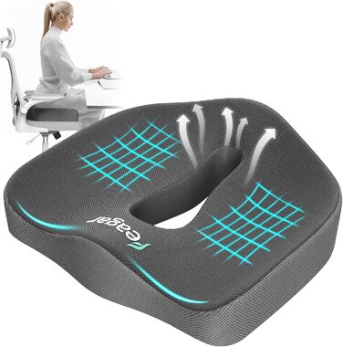 Ортопедична подушка для сидіння Feagar з Memory Foam, ергономічна подушка для офісного крісла, візка, автокрісла, для спини, чорна