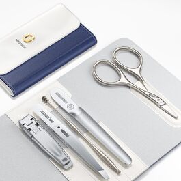 Набір для манікюру Mr.GREEN 3шт: кусачки, пилка, кусачки з захистом від бризок, кейс, для чоловіків та жінок (бежево-блакитний)
