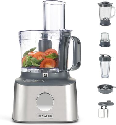 Кухонний комбайн Kenwood MultiPro Compact+ FDM316SS, 2,1 л, 800 Вт, з нержавіючої сталі, з вагами, 11 насадок, сріблястий