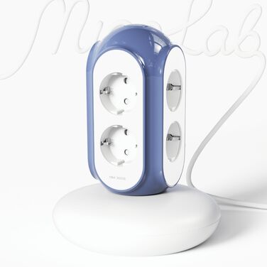 Сетевой фильтр-башня MiaoLab на 6 розеток с выключателем, защита от перенапряжения 1420J, мощность 3680Вт/16А, кабель 2м, огнестойкий корпус, цвет Mittelmeerblau