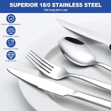 Набір столових приборів Wildone Premium 36 предметів (для 6 осіб), нержавіюча сталь, високоглянцеве покриття