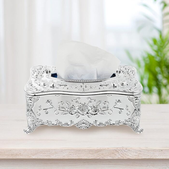 WINOMO 1 Pcs Tissue Box, Tissue Box, Pocket Tissue Box, Retro Tissue Box, Cosmetic Tissue Box, Wet Wipe Box, Tissue Box Dispenser for Office, Kitchen, Living Room, Bedroom, Desk, Silver 1