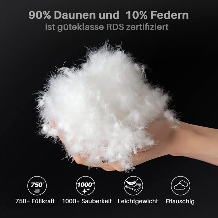 Homyrium Down Comforter 135x200 Winter 90% Down and 10% Feathers, 100% Cotton Winter Blanket Bedspread 135x200 Down Warm Feather Comforter Quilted Comforter Oeko-TEX and RDS Certified, Filling 900gr