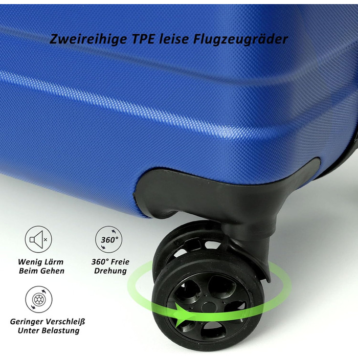 Набір валіз TANTOMI 3 шт., ABS, з колесами, 20/24/28 дюймів, блакитний, ручна поклажа (M)