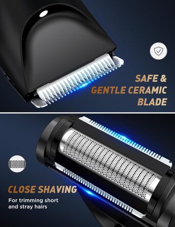 Електричний триммер для чоловіків 3-в-1 Intimrasierer: для носа, обличчя, тіла. Вологостійкий (IPX7), з зарядною станцією. Чорний