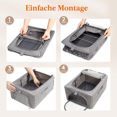 Lifewit 4-Pack Clothes Storage Containers with Metal Frame, Foldable Storage Box with Lid, 25L Stackable Storage Bags Fabric Containers Organizer with Clear Window, Sturdy Handles