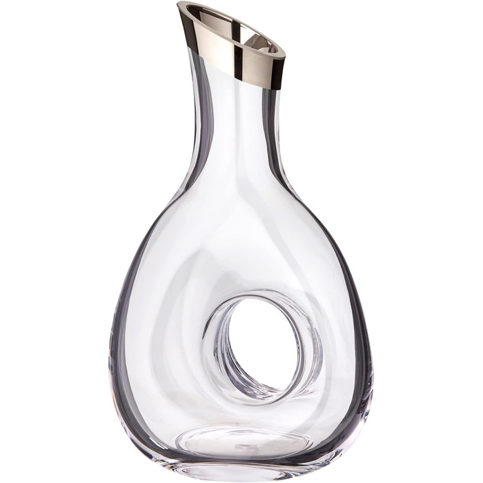 EDZARD Decanter Carafe Gordon, mouth-blown crystal glass with platinum rim, wine decanter for red wine, height 30 cm, capacity 1.2 liters