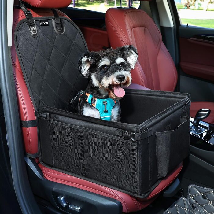 Автокрісло для собак KYG - стабільне, водовідштовхувальне, неслизьке та стійке до подряпин, для маленьких собак, для переднього та заднього сидіння (Чорний) 6696