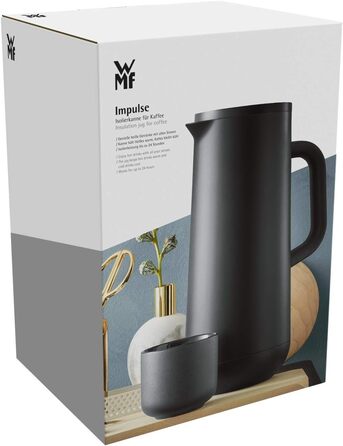 WMF Impulse Thermos Flask 1l, Insulated Carafe for Coffee or Tea, Pressure Lock, Keeps Drinks Cold & Warm for 24h, Black