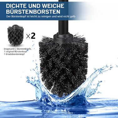 Набір для чищення унітазу Fiisayl: щітка та тримач з нержавіючої сталі, чорний колір