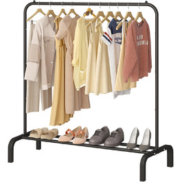 JIUYOTREE Clothes Rack, Coat Rack, Metal Clothes Bar, Durable Clothes Rack with Bottom Frame for Coats, Skirts, Shirts, Sweaters, White (Black)