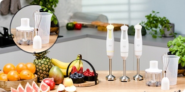 Занурювальний блендер Zelmer ZHB4562S 800 Вт, білий, набір з подрібнювачем та вінчиком