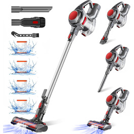 Бездротовий пилосос Authmic 40000Pa з акумулятором, час роботи до 50 хв, об'єм контейнера 1.6 л, HEPA фільтр x4, для килимів, твердих підлог та шерсті тварин