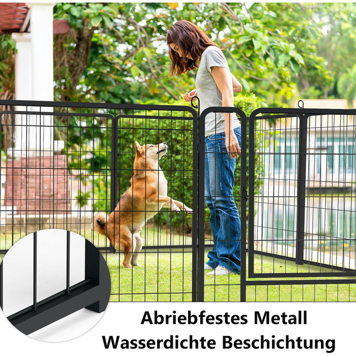 Вольєр для цуценят/собак 6 секцій, 80x65 см, розкладний, з дверима та ґрунтовими анкерами, для внутрішнього/зовнішнього використання, вологостійкий