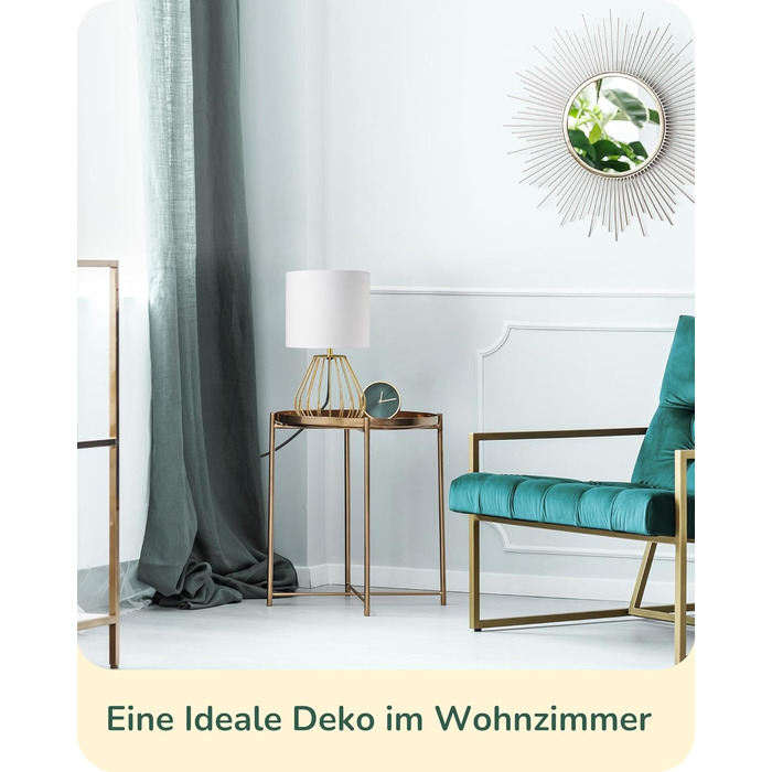 EDISHINE Настільна лампа, сучасний дизайн, індустріальний стиль, Е14 цоколь, вінтажна, для спальні/вітальні, бежево-чорна (льон + золото)