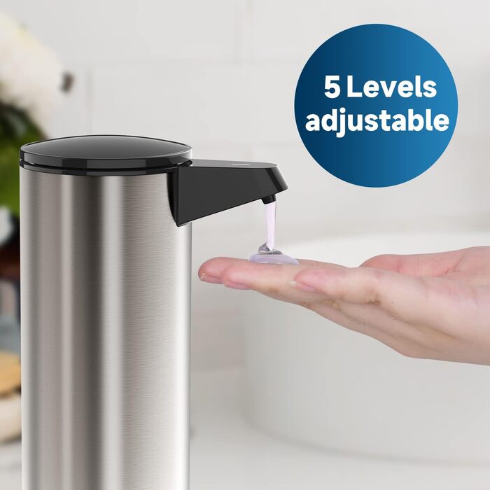 AIKE Automatic Soap Dispenser Stainless Steel with Sensor Infrared, 280ml Touchless Automatic Soap Dispenser USB Rechargeable
