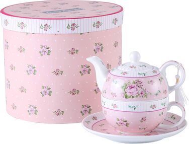 London Boutique Teapot and Cup, Vintage, Rose, Victoria, Porcelain, in Gift Box, Ceramic, Rose, 15x15cm
