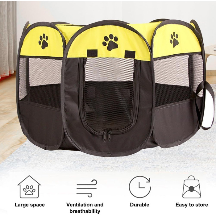 Клітка-загін для собак та цуценят, складана, 73x73x43 см, зелений