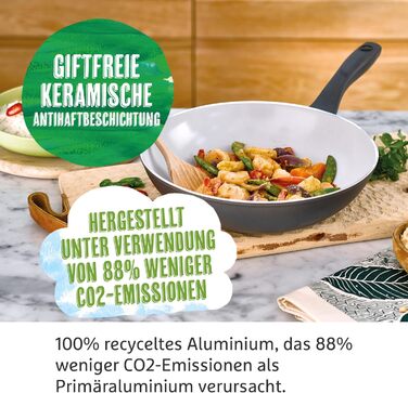 Prestige Earth Pan Grill Pan Induction - 28cm Pan - Non-Stick Pan, Recycled & Recyclable, Non-Toxic, Dishwasher Safe, Easy-Grip Handles, Grill Pan 28cm