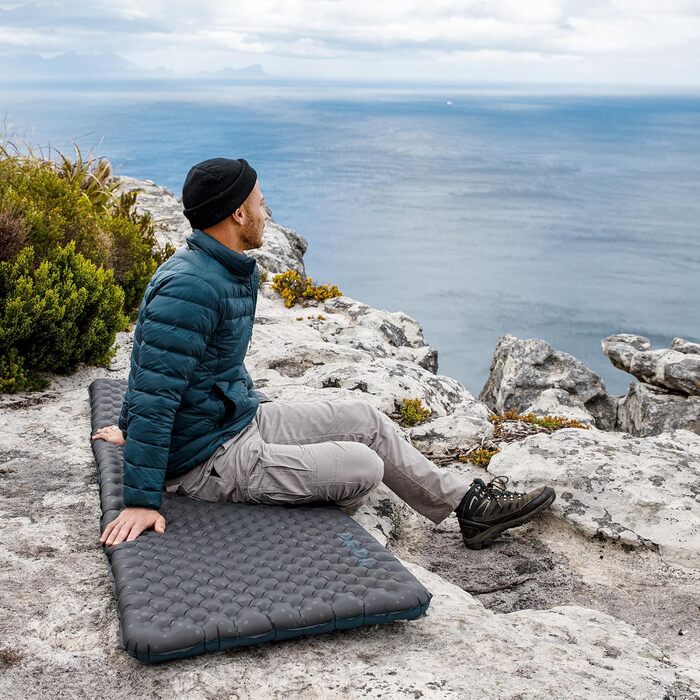 Каремат туристичний Naturehike Thermal 3.5R, самонадувний, 4 сезони, -6°C, з надувною сумкою, військовий зелений, прямокутний, XL/L