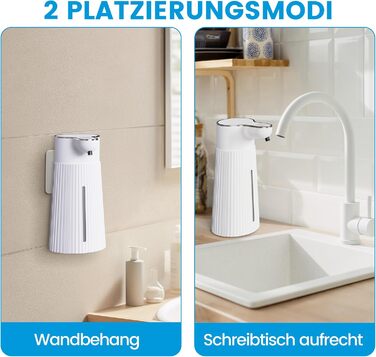 Електричний дозатор мила 400 мл з сенсором, автоматичний, настінний, 2 режими, USB, IPX6, білий