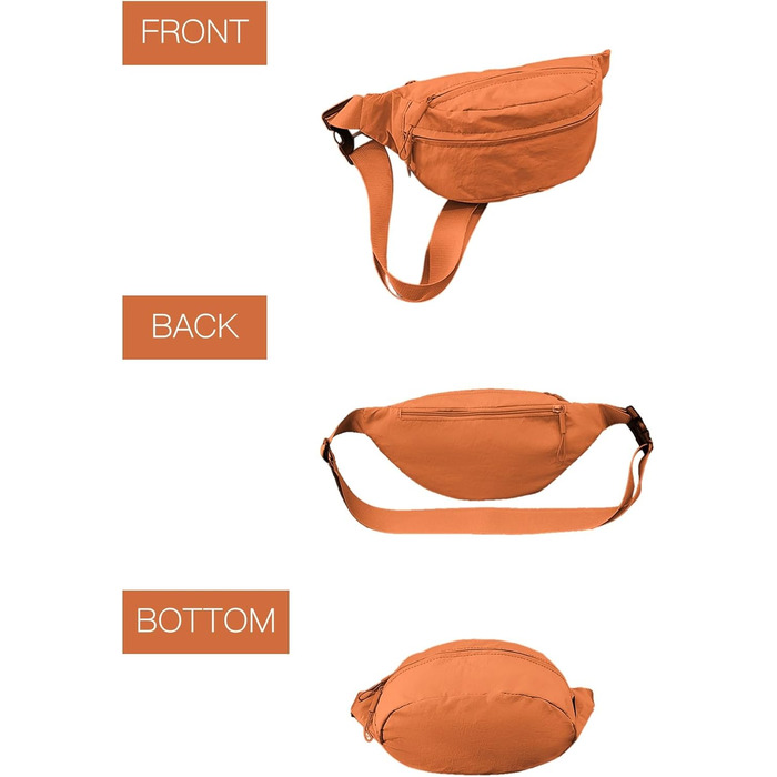 Поясна сумка чоловіча/жіноча водонепроникна для подорожей, фестивалів, спорту та прогулянок з собакою (Помаранчевий)